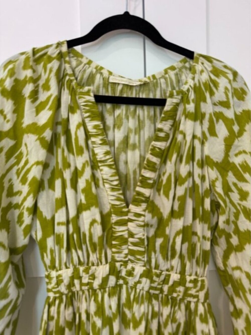Charina Sarte Mila Tunic Dress Green Print Mini V Neck XS